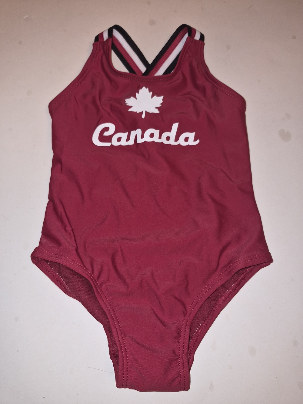 Canada Maple Leaf Girls' Red One-Piece Swimsuit 3T